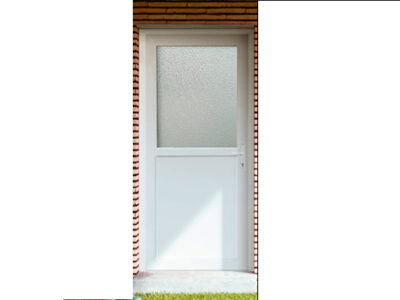 Puerta de entrada PVC Drava cristal derecha blanca de 208x98 cm