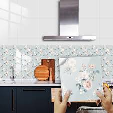 Azulejos Adhesivos de Peonía Azul para Cocina y Baño