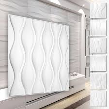 Paneles de Pared 3D Blancos Ondulados - PVC Económico 50x50cm